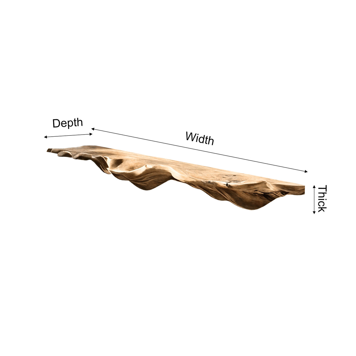 Elythra Sculpted Solid Wood Floating Shelf - Timberustic Floating Shelf