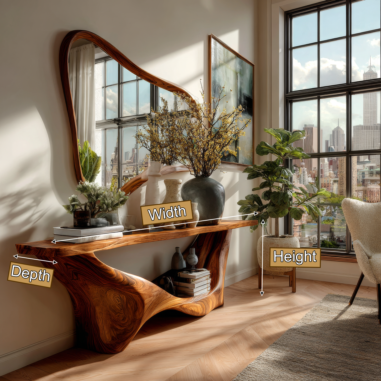 Ervannis Curved Solid Wood Console Table - Timberustic Console Table