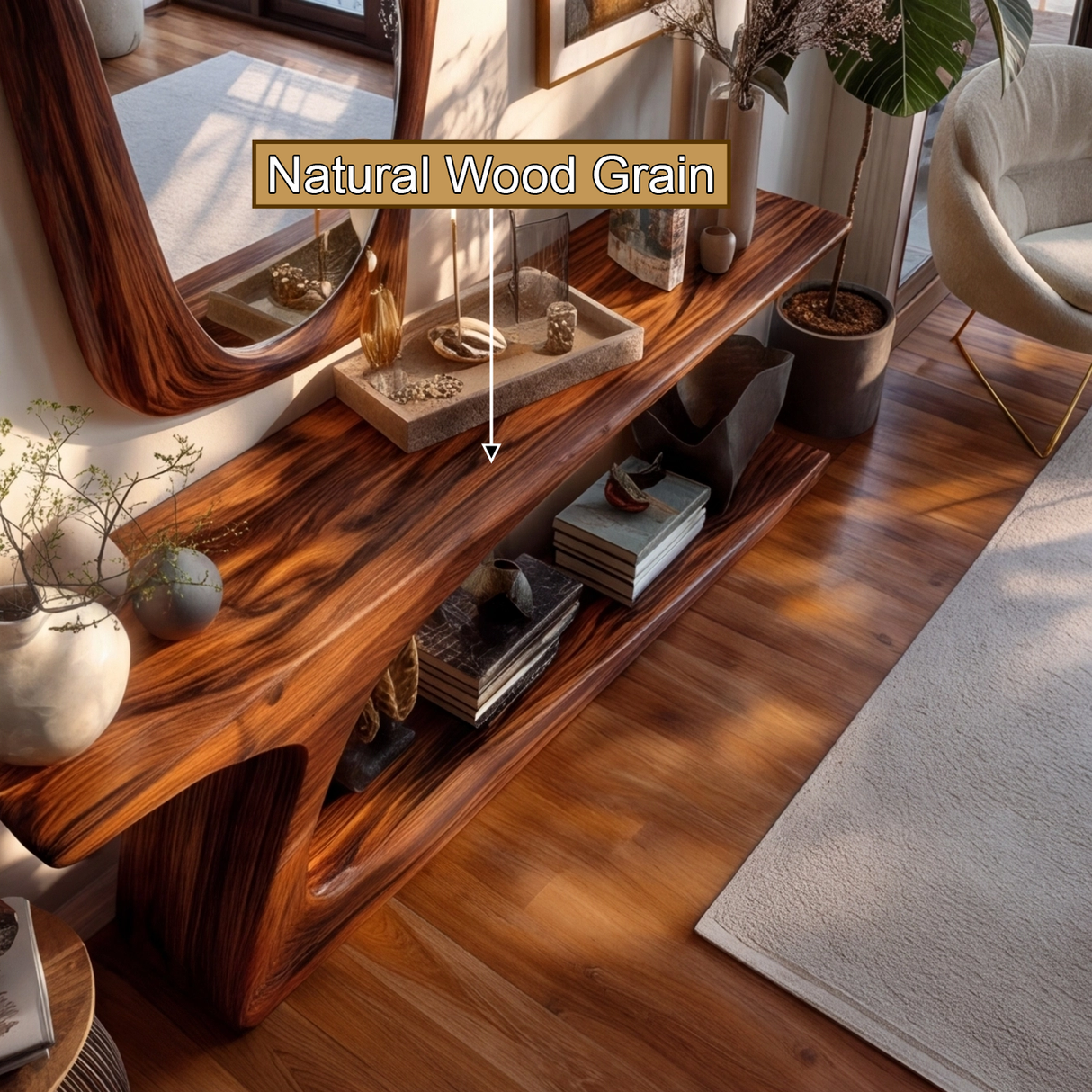 Eryndor Curved Solid Wood Console Table - Timberustic Console Table
