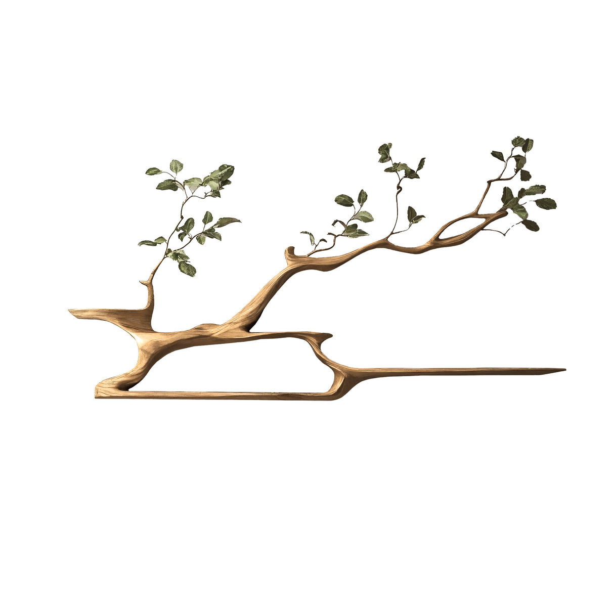 Eryndor Live Edge Solid Wood Tree-Inspired Wall Bookshelf Natural Oak - Timberustic Tree Bookshelf