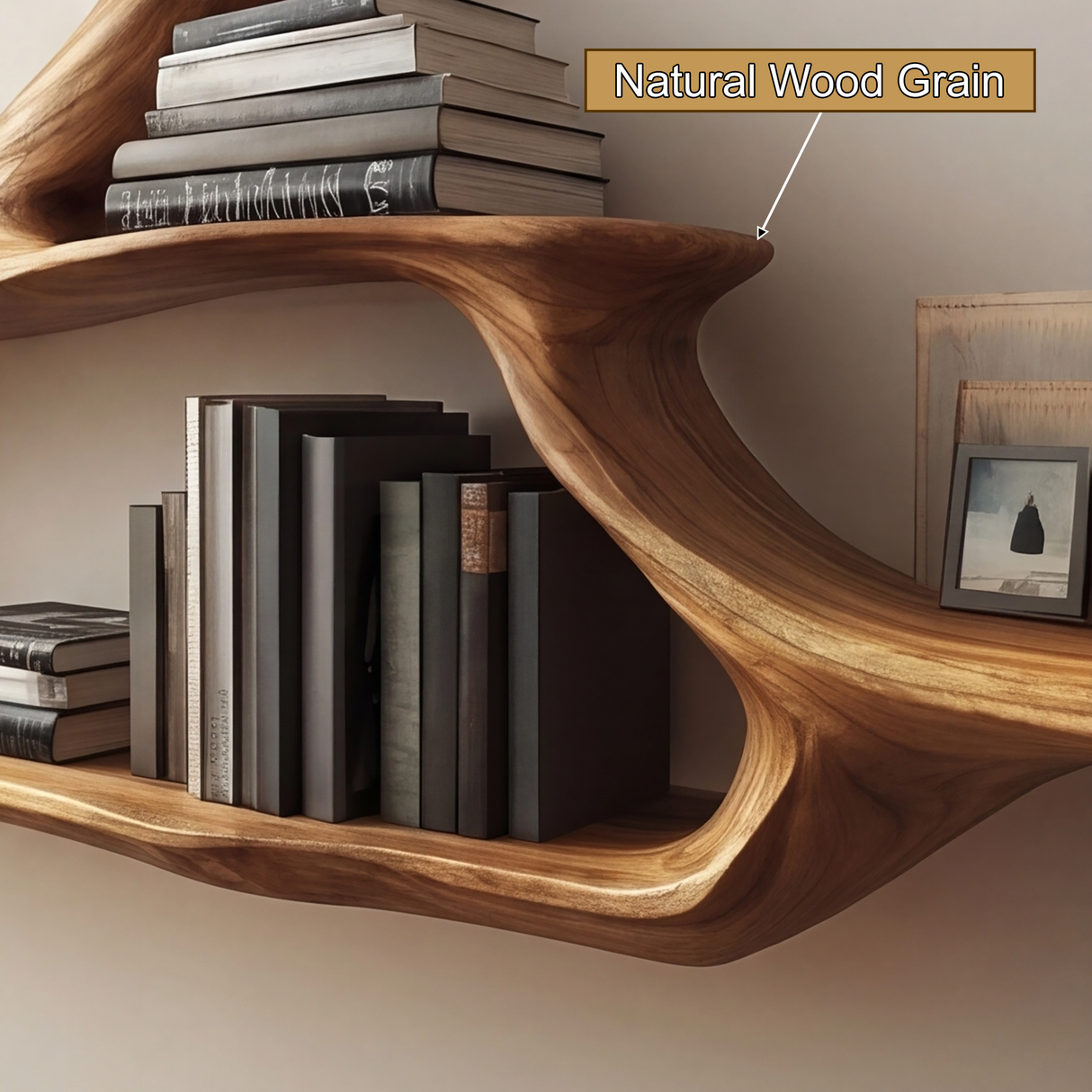 Eryndor Live Edge Solid Wood Tree-Inspired Wall Bookshelf - Timberustic Tree Bookshelf