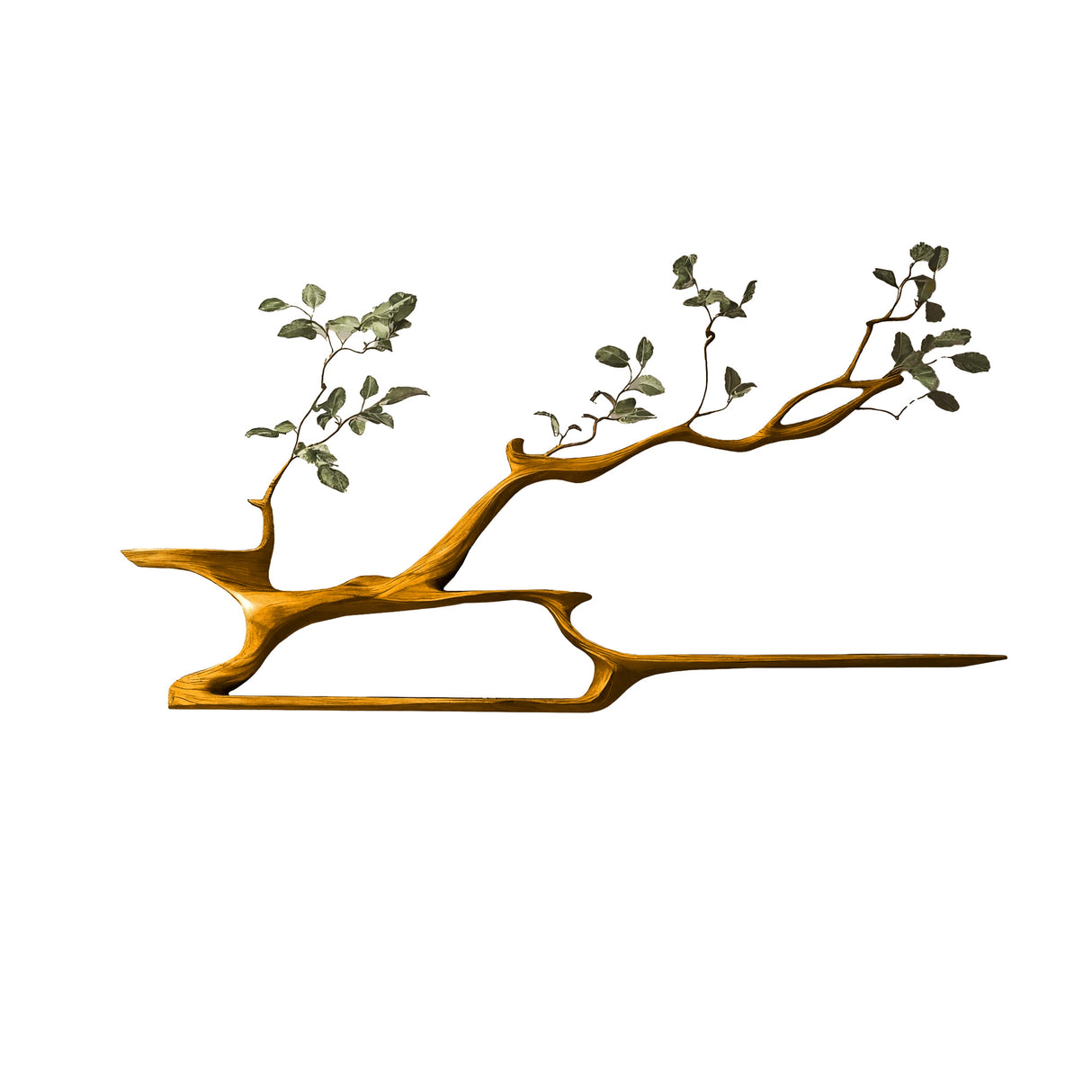 Eryndor Live Edge Solid Wood Tree-Inspired Wall Bookshelf Teak - Timberustic Tree Bookshelf