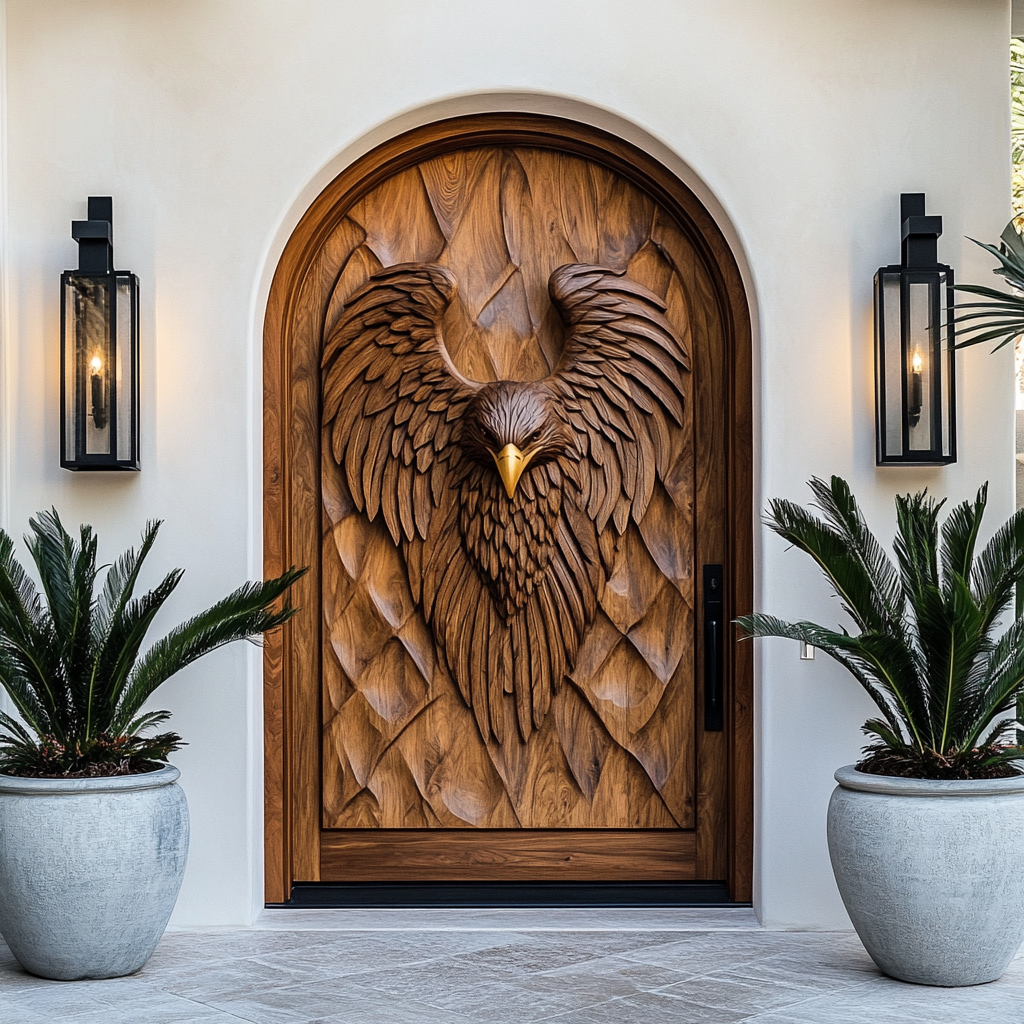 Eryndor Sculpted Solid Wood Arched Door - Timberustic Door