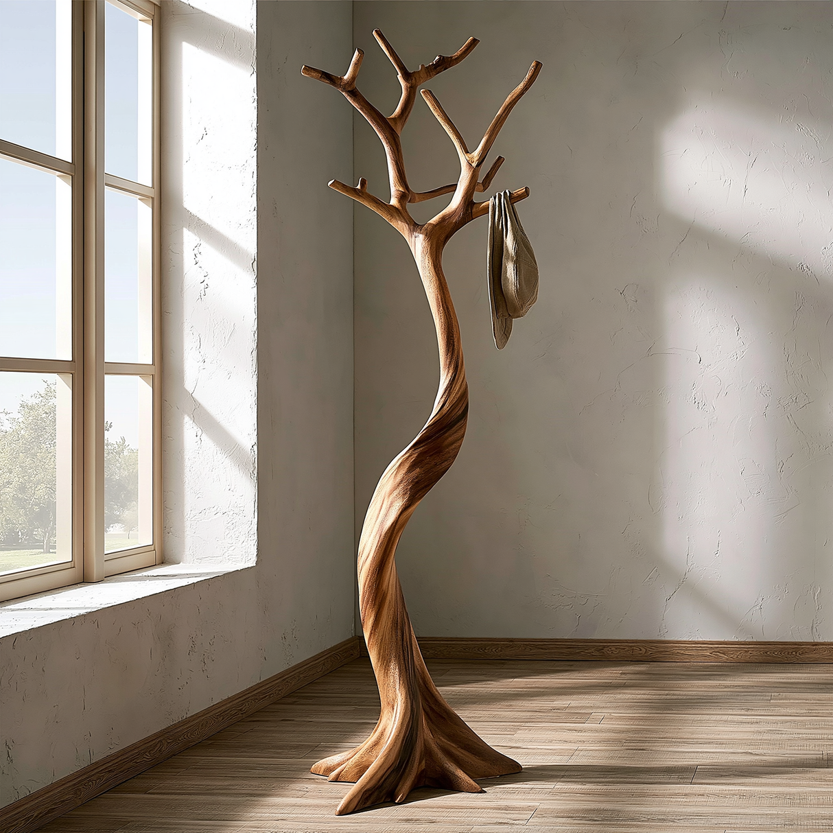 Eryndor Sculpted Solid Wood Tree Coat Rack - Timberustic Tree Coat Rack