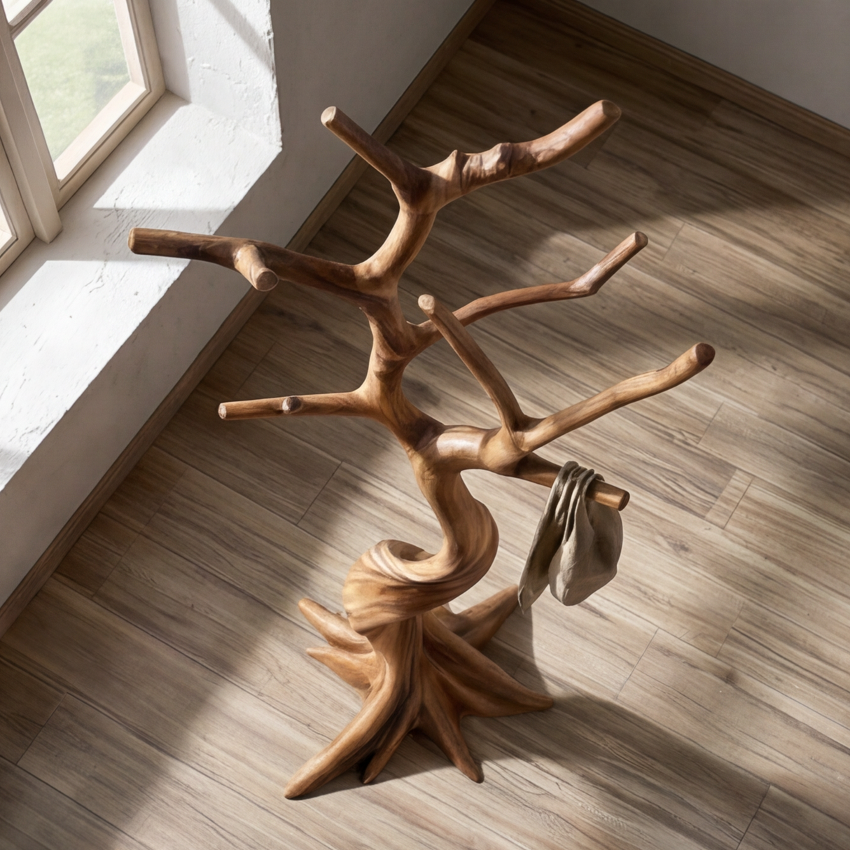 Eryndor Sculpted Solid Wood Tree Coat Rack - Timberustic Tree Coat Rack