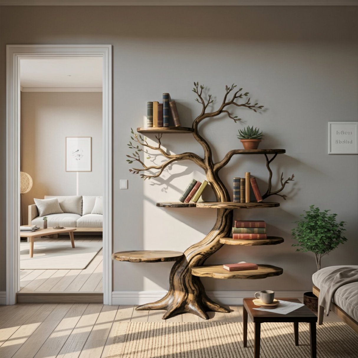 Everwood Sculpted Timber Tree Bookshelf - Timberustic Tree Bookshelf