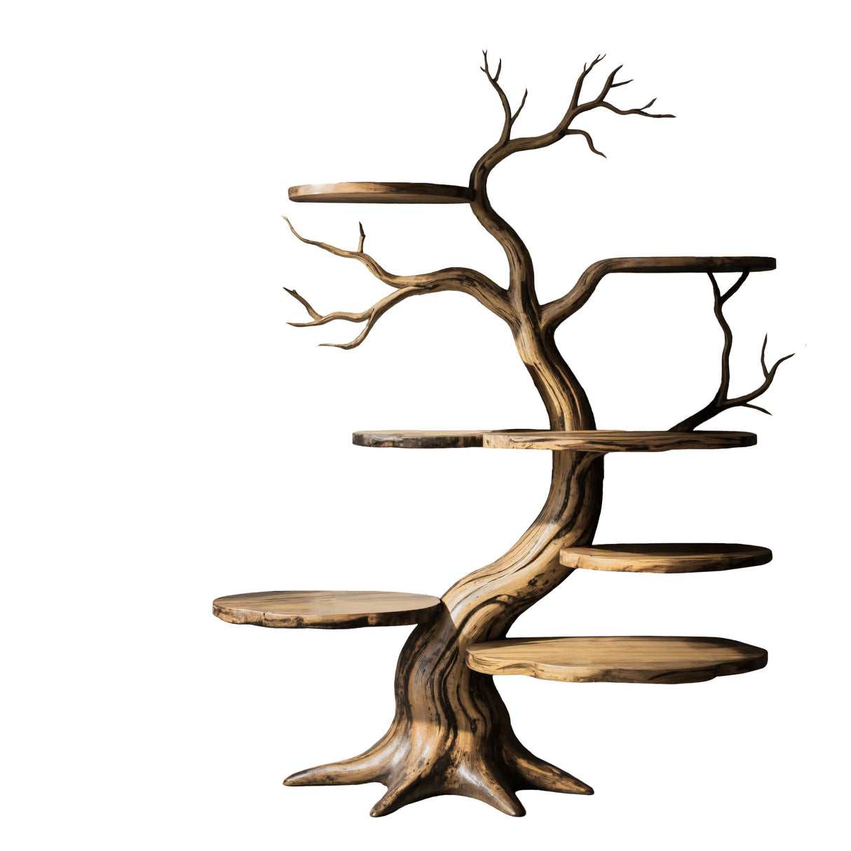 Everwood Sculpted Timber Tree Bookshelf Natural Oak - Timberustic Tree Bookshelf