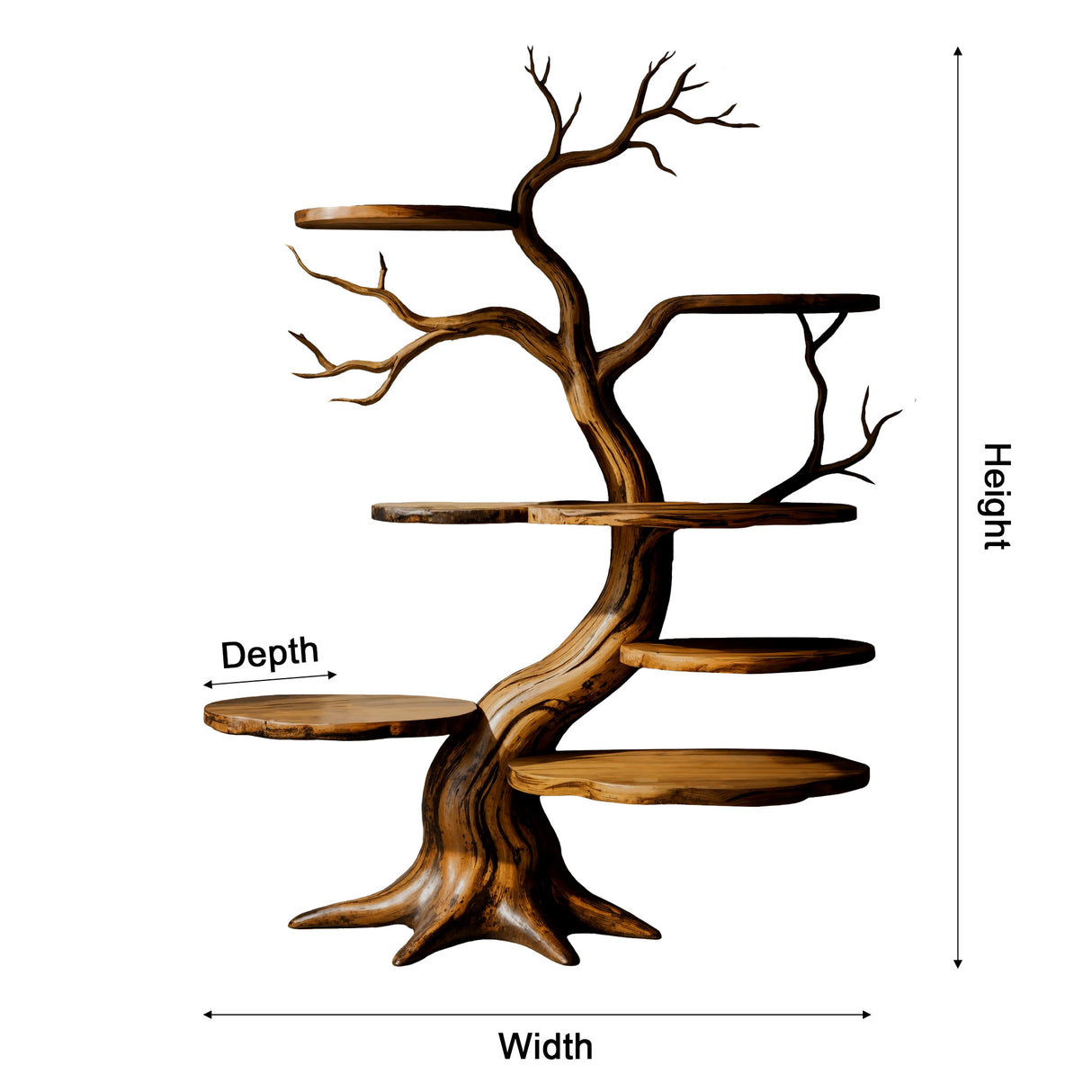Everwood Sculpted Timber Tree Bookshelf - Timberustic Tree Bookshelf