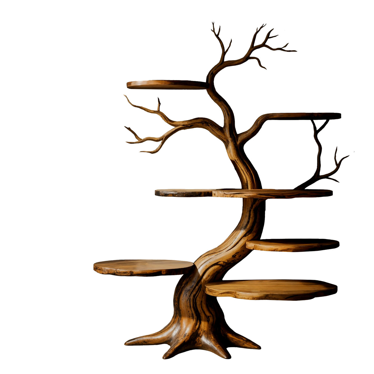 Everwood Sculpted Timber Tree Bookshelf Teak - Timberustic Tree Bookshelf