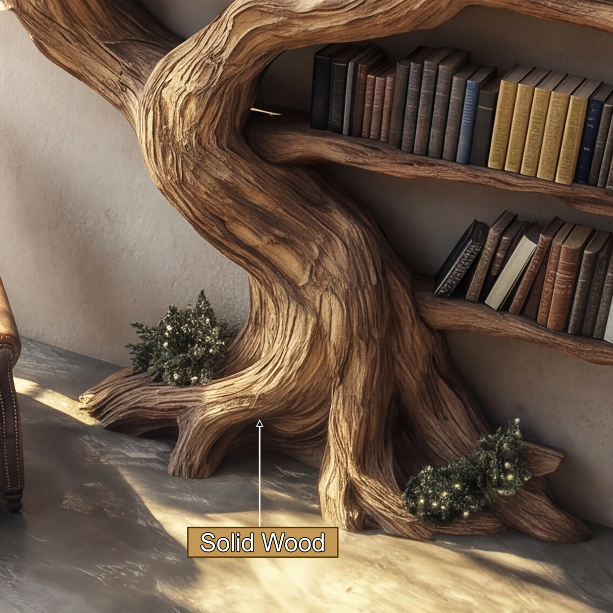 Everwyn Sculpted Solid Wood Tree Bookshelf - Timberustic Tree Bookshelf