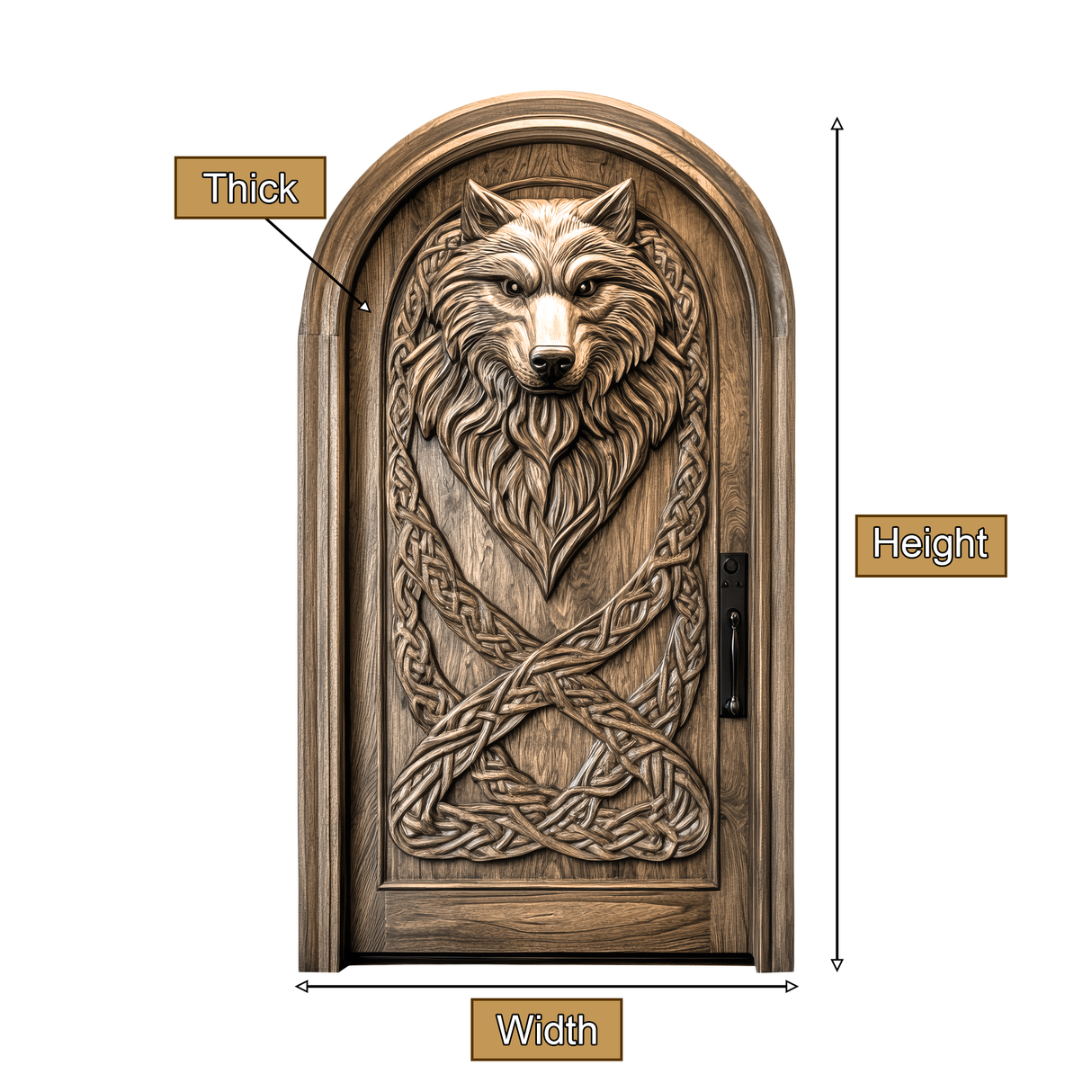 Fenrira Handcrafted Solid Wood Wolf Single Door