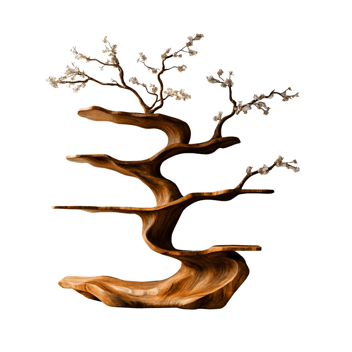 Floraryn Flow Handcrafted Blossom Live Edge Tree Bookshelf Brown - Timberustic Tree Bookshelf