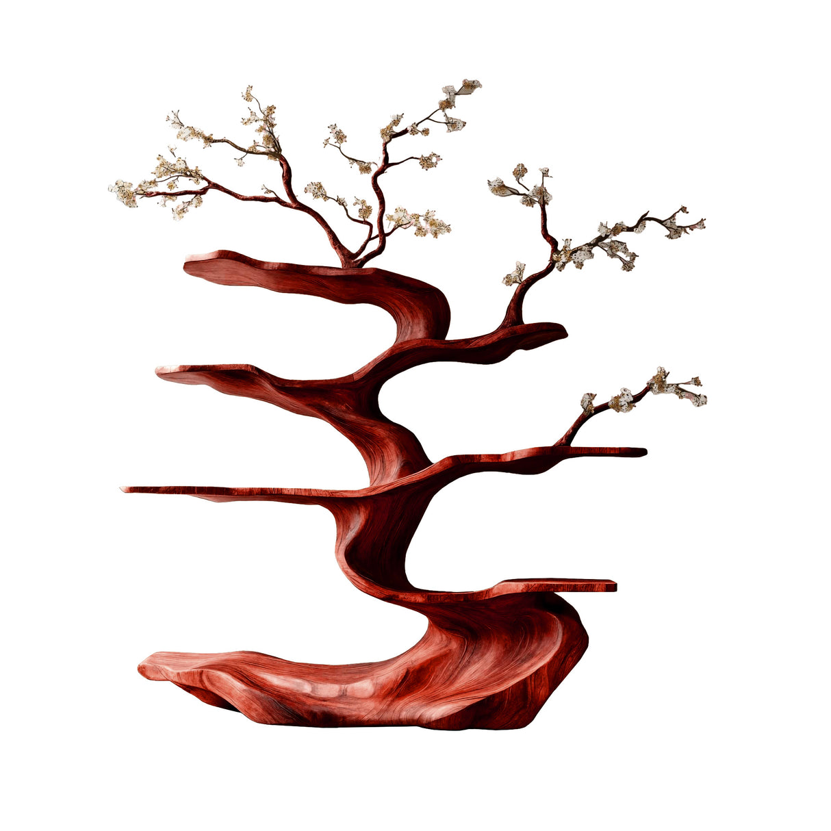 Floraryn Flow Handcrafted Blossom Live Edge Tree Bookshelf Mahogany - Timberustic Tree Bookshelf