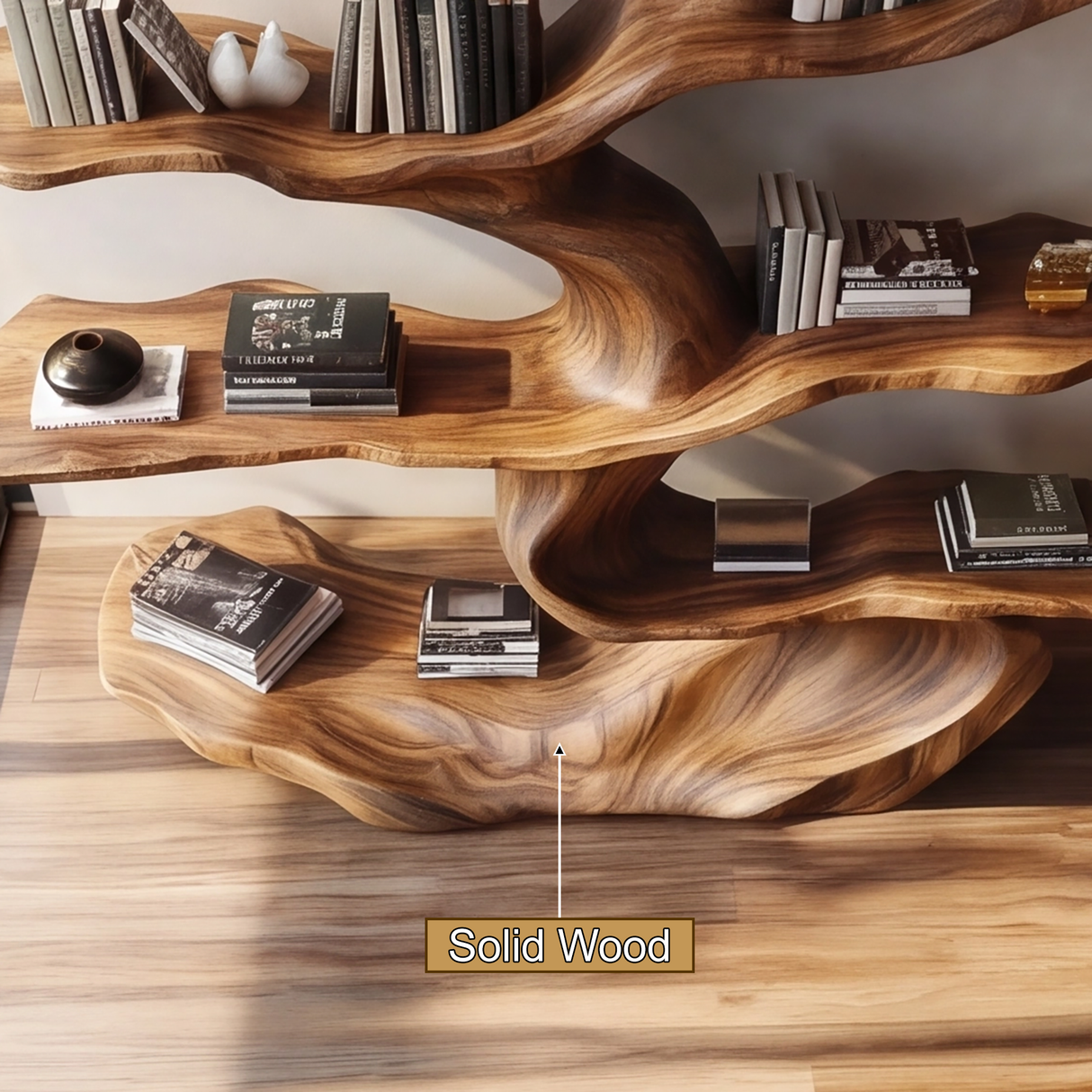 Floraryn Flow Handcrafted Blossom Live Edge Tree Bookshelf - Timberustic Tree Bookshelf