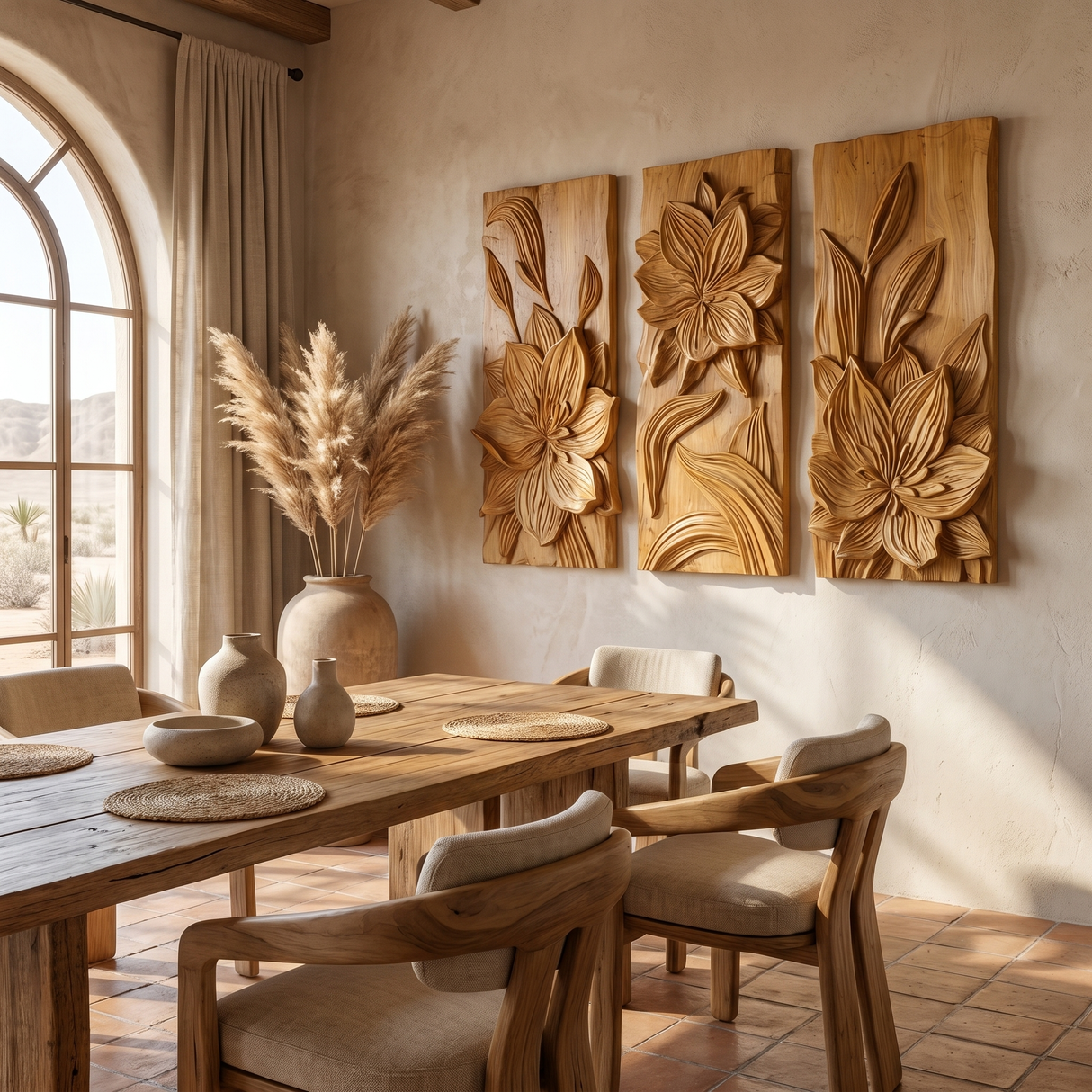 Floravelle Handcrafted Solid Wood Floral Wall Art