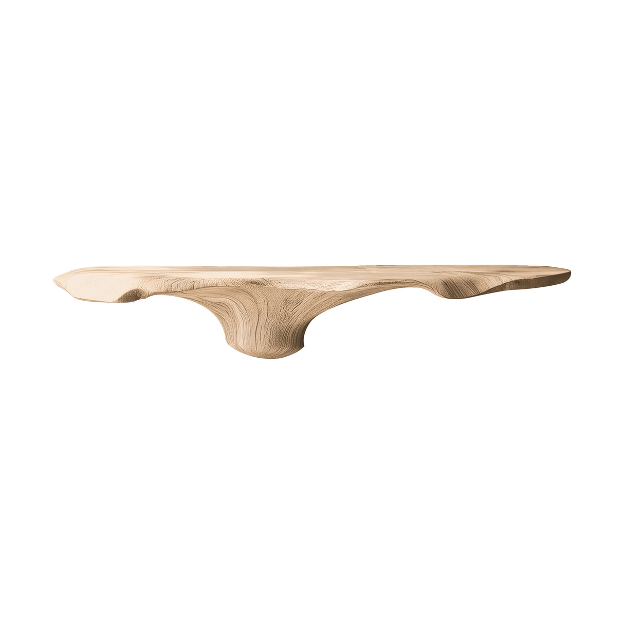 Floravern Sculpted Solid Wood Mushroom Floating Shelf Natural Oak - Timberustic Floating Shelf