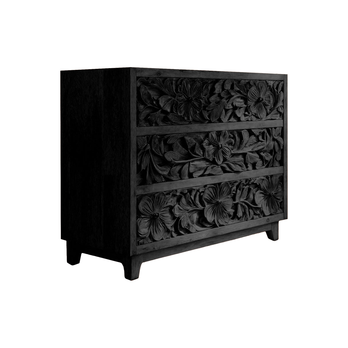 Florayne Hand-Carved Solid Wood Sideboard Cabinet Black - Timberustic Sideboard Cabinet