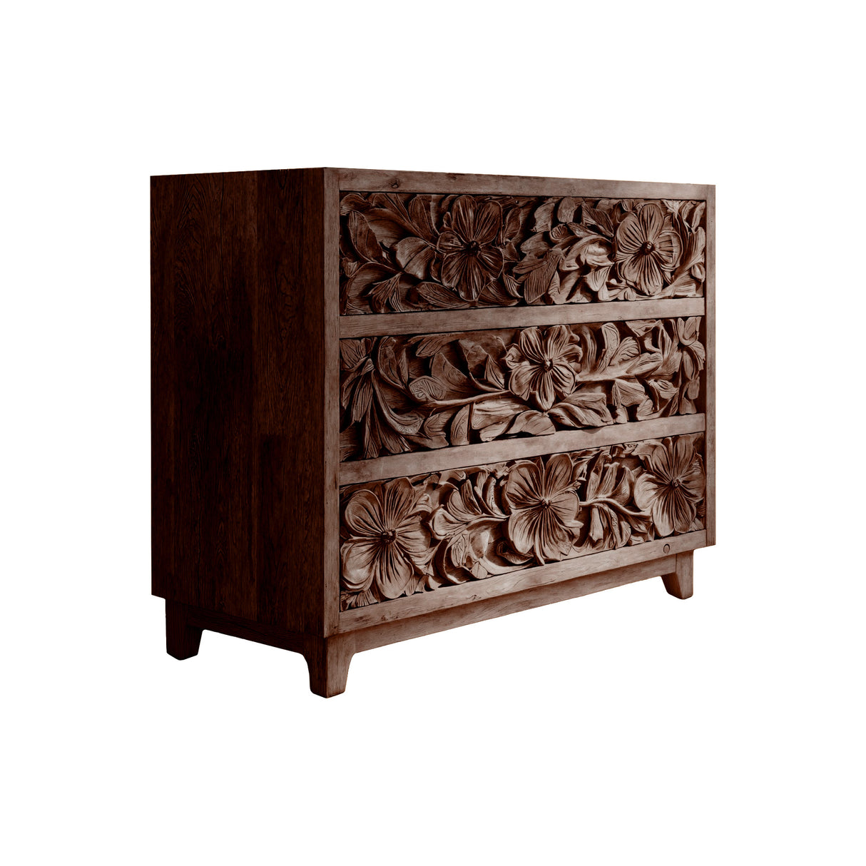 Florayne Hand-Carved Solid Wood Sideboard Cabinet Dark Walnut - Timberustic Sideboard Cabinet