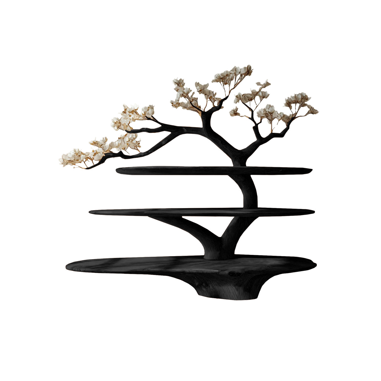 Florentis Sculptural Live Edge Solid Wood Tree Bookshelf Black - Timberustic Tree Bookshelf