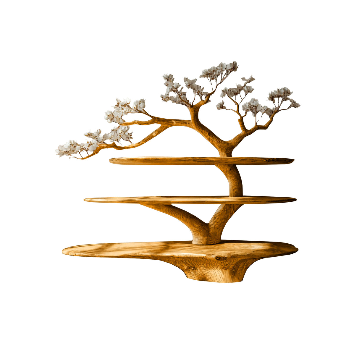 Florentis Sculptural Live Edge Solid Wood Tree Bookshelf Teak - Timberustic Tree Bookshelf