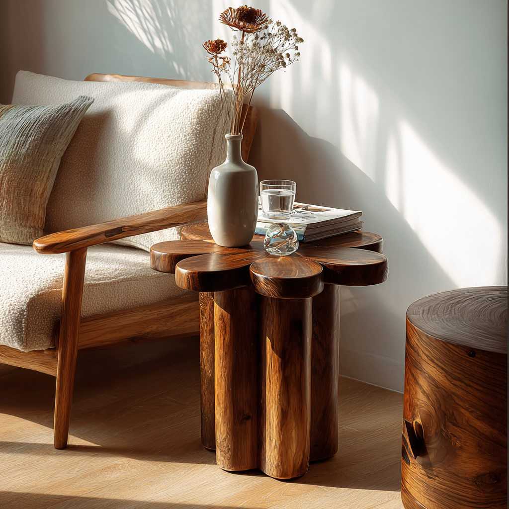 Florin Sculpted Solid Wood Side Table