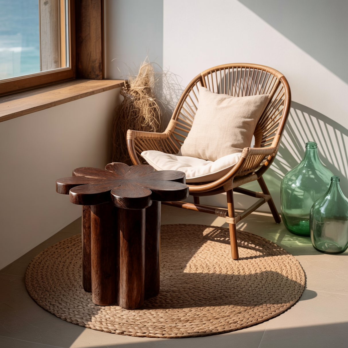 Florin Sculpted Solid Wood Side Table