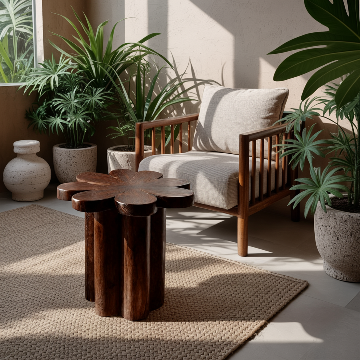 Florin Sculpted Solid Wood Side Table