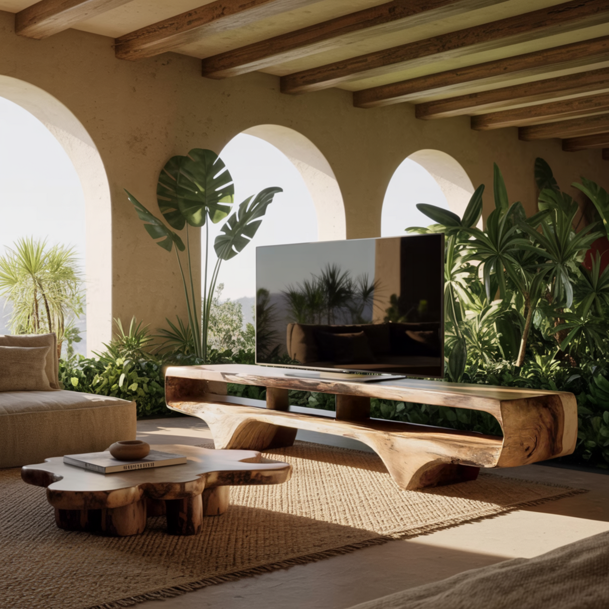 Flowcrest Solid Wood TV Console