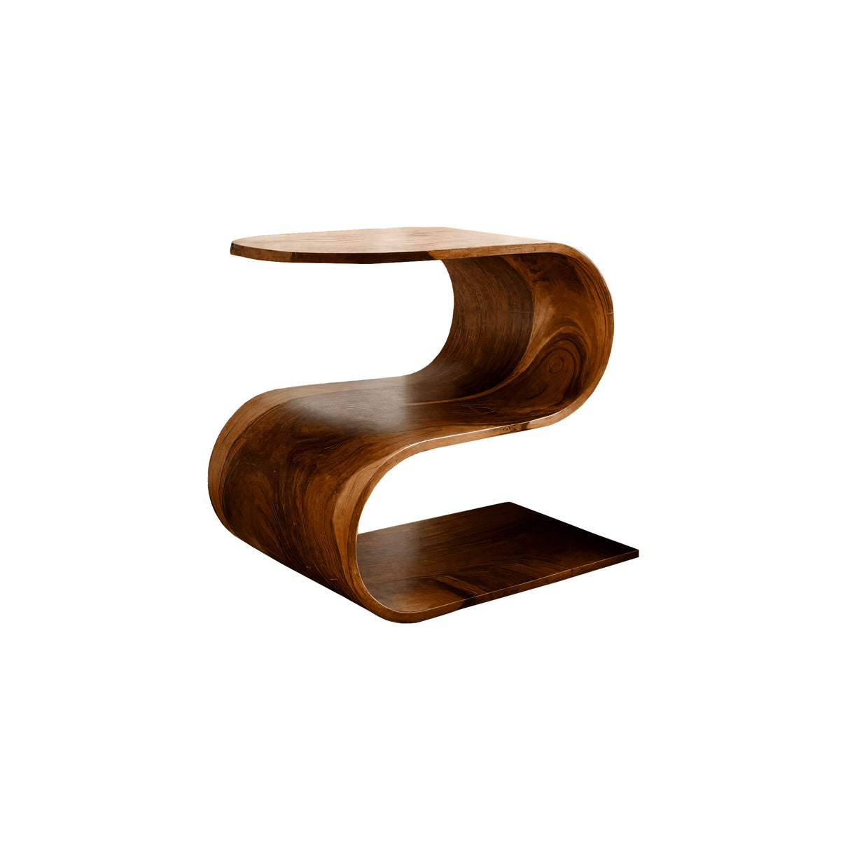 Flowcurve Handcrafted Solid Wood Side Table Brown - Timberustic Side Table