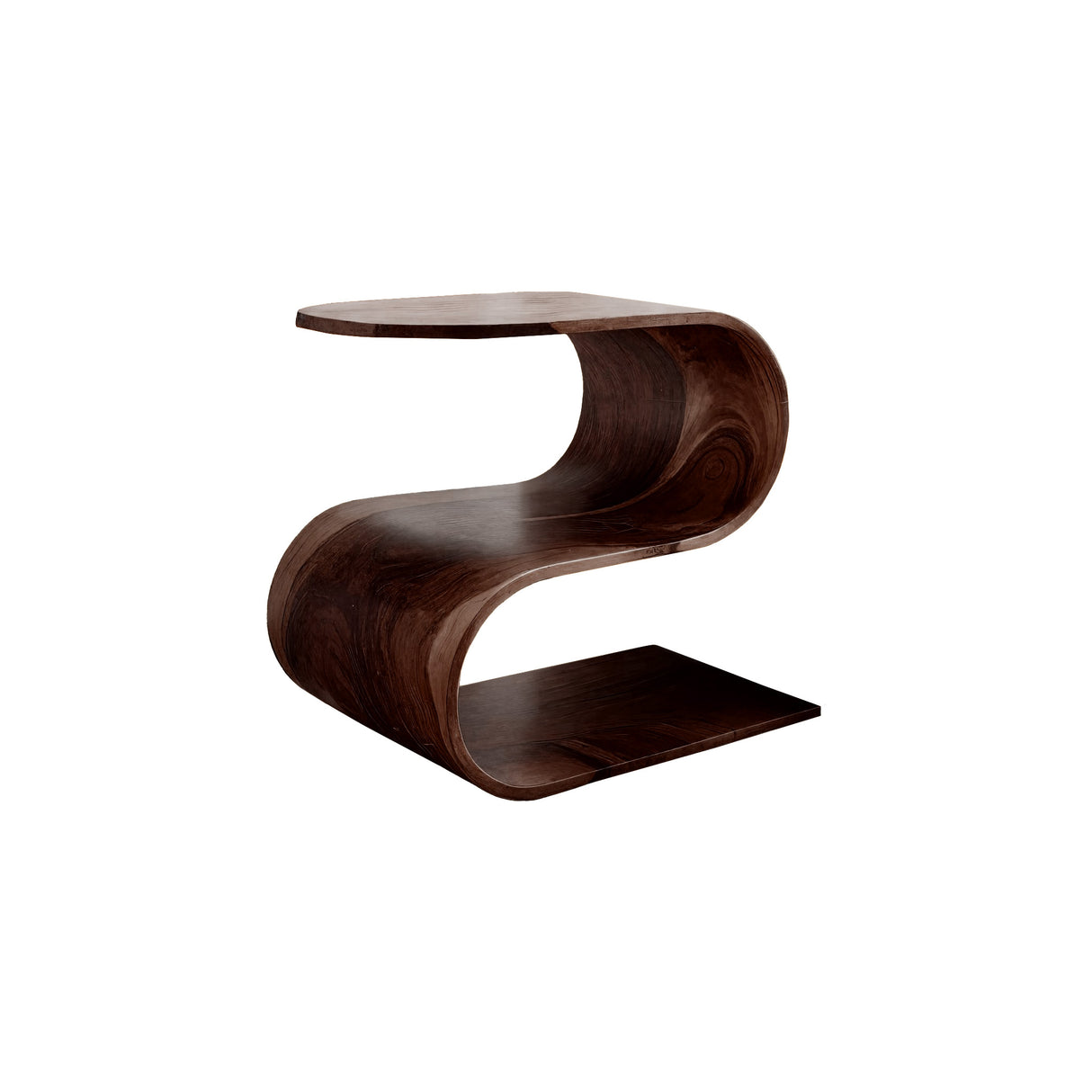 Flowcurve Handcrafted Solid Wood Side Table Dark Walnut - Timberustic Side Table