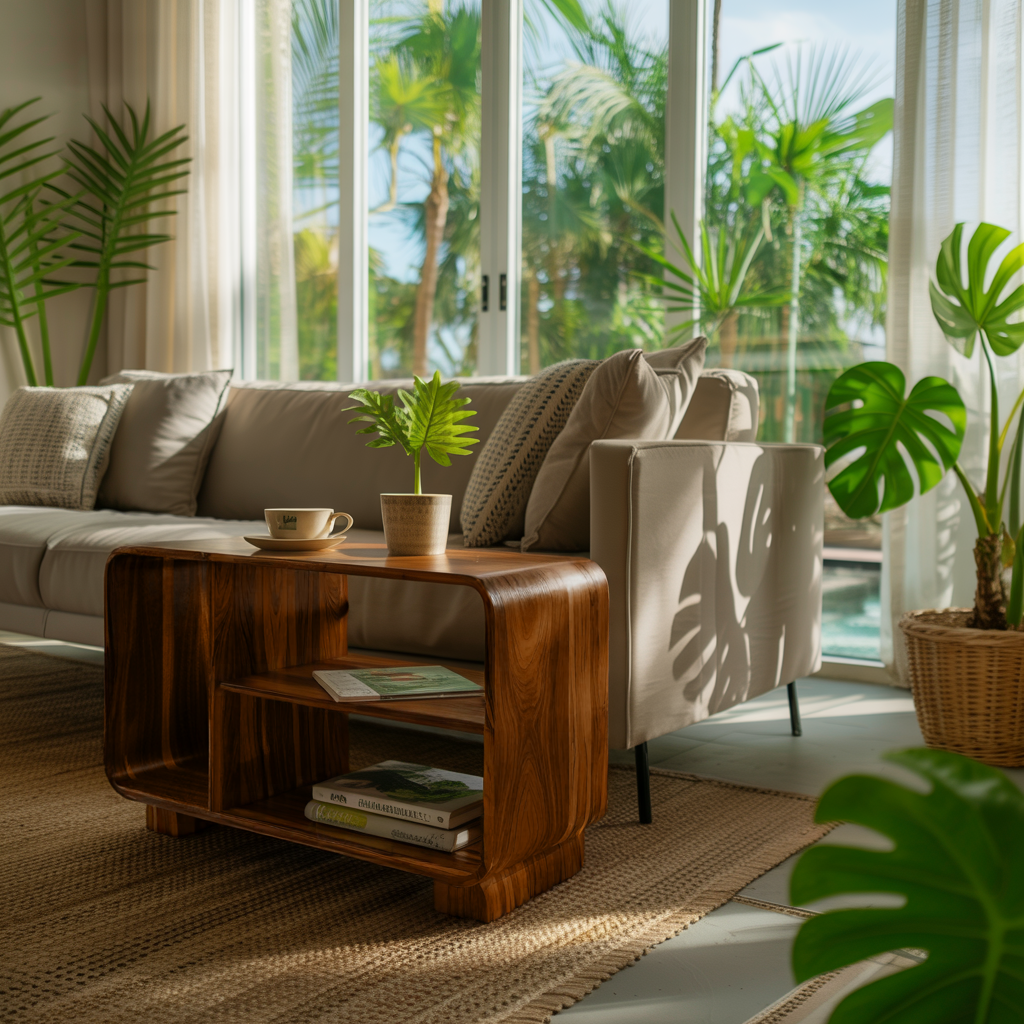 Flowform Solid Wood Side Table Console