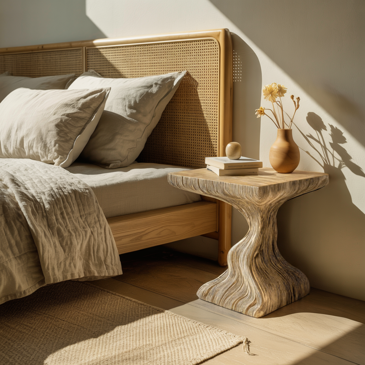 Flowing Solid Live Edge Wood Bedside Table