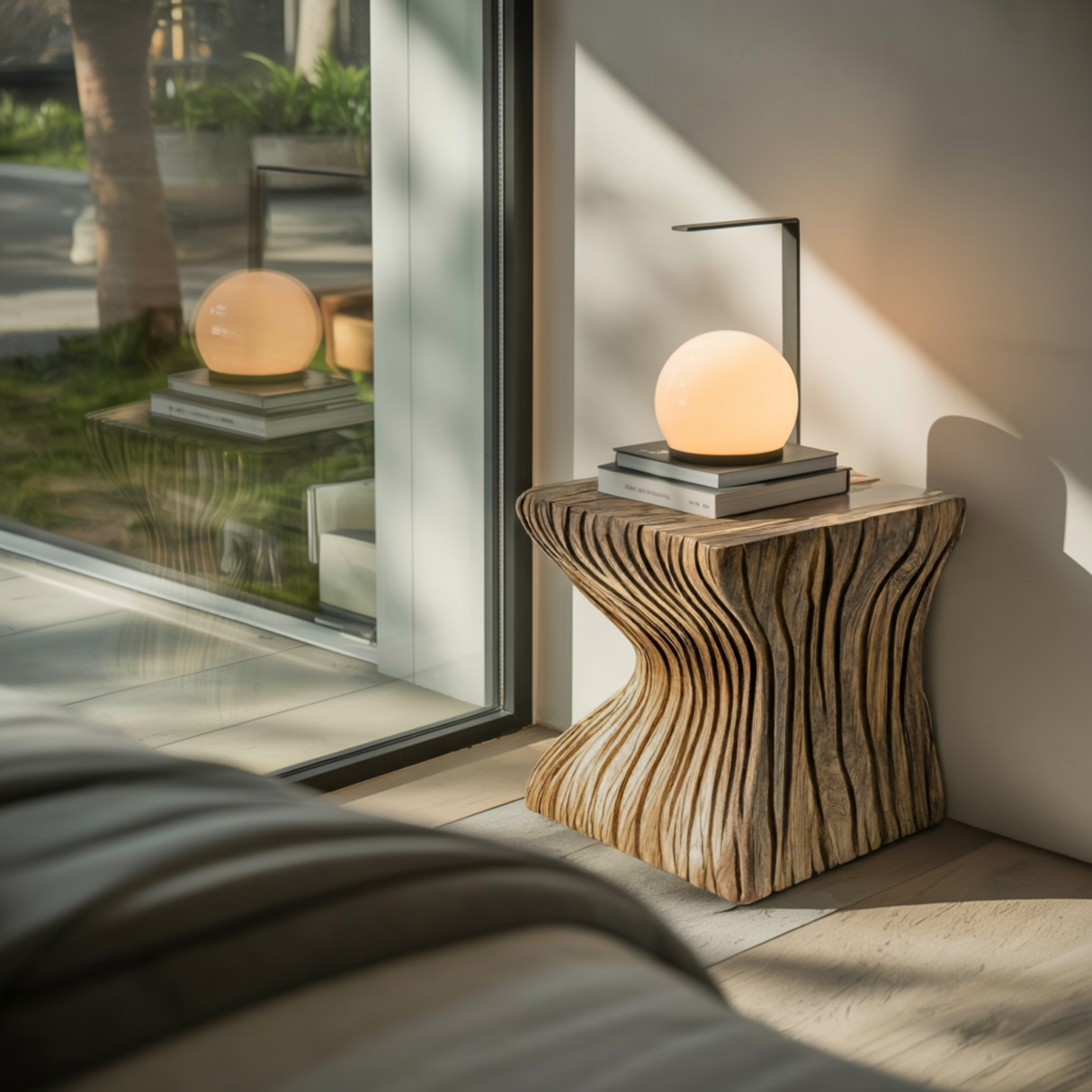 Flowing Solid Wood Bedside Table