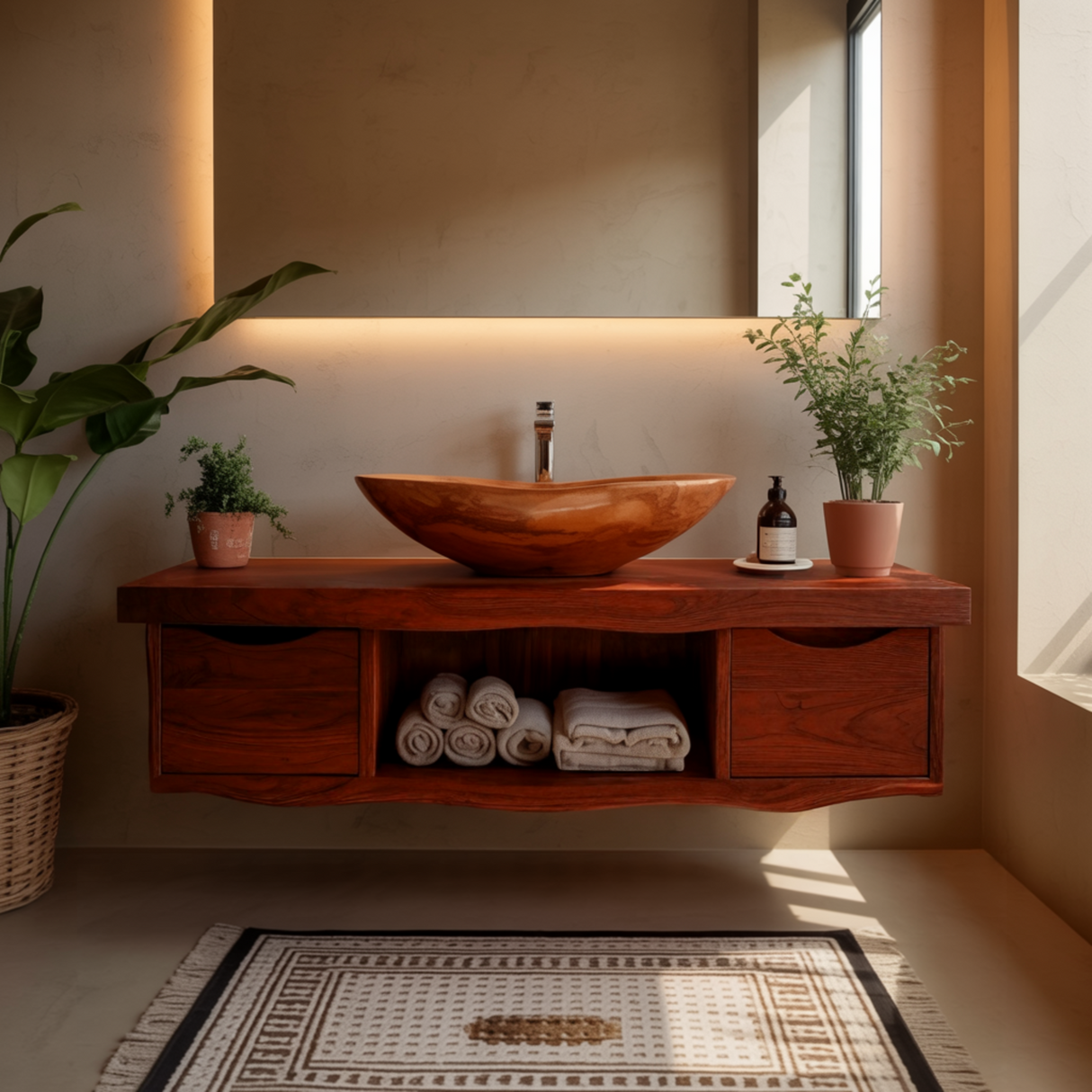Flowline Solid Wood Floating Bathroom Vanity With Drawers
