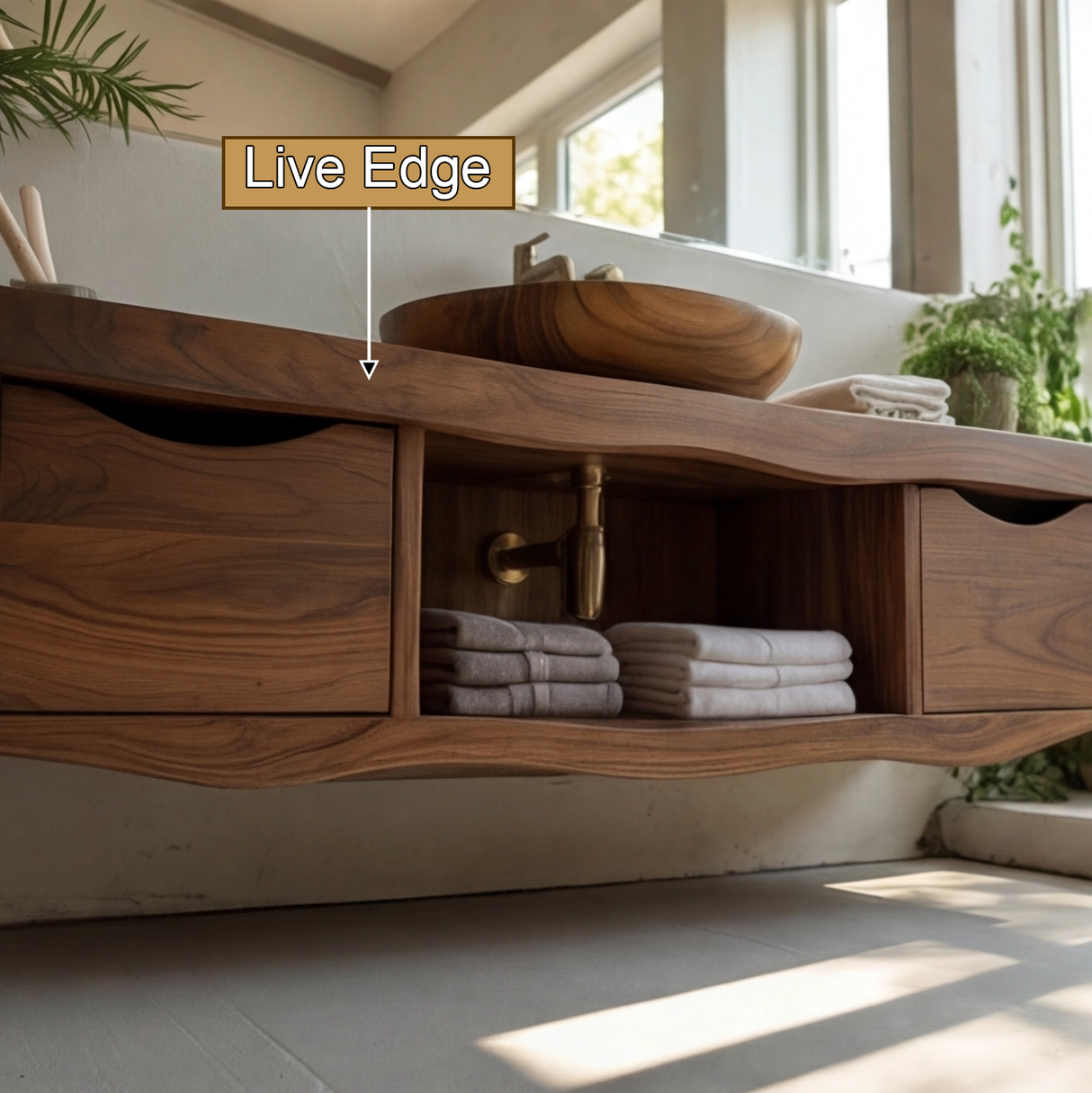 Flowline Solid Wood Floating Bathroom Vanity With Drawers - Timberustic Floating Bathroom Vanity With Drawers