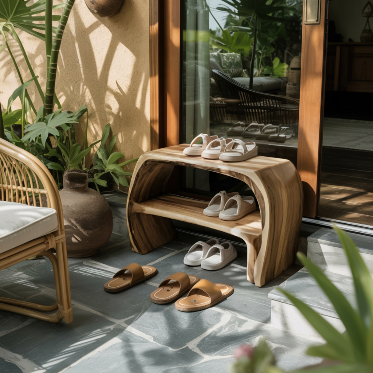 Flowline Solid Wood Shoe Rack - Timberustic Shoe Rack