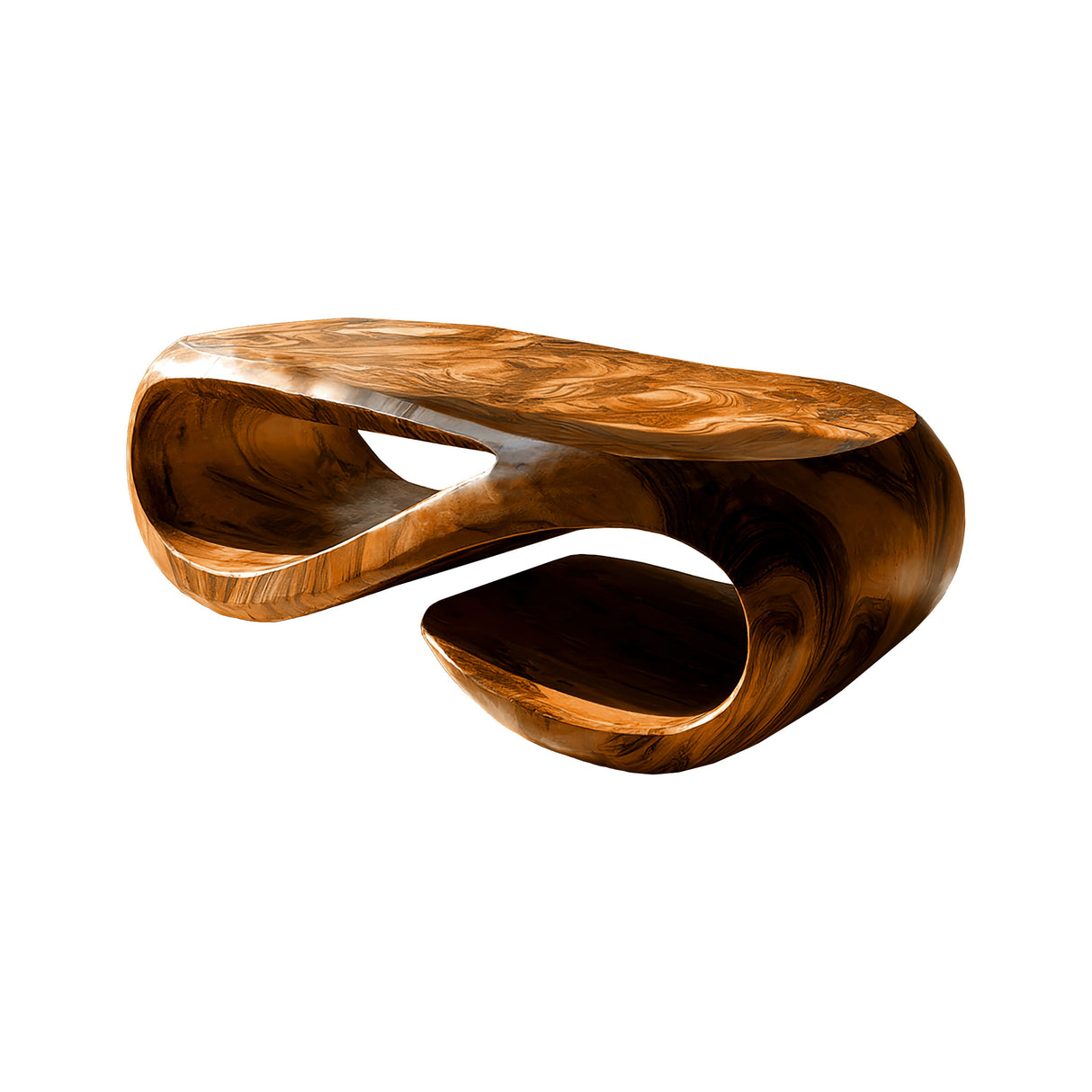 Flowloop Sculpted Solid Wood Coffee Table Brown - Timberustic Coffee Table