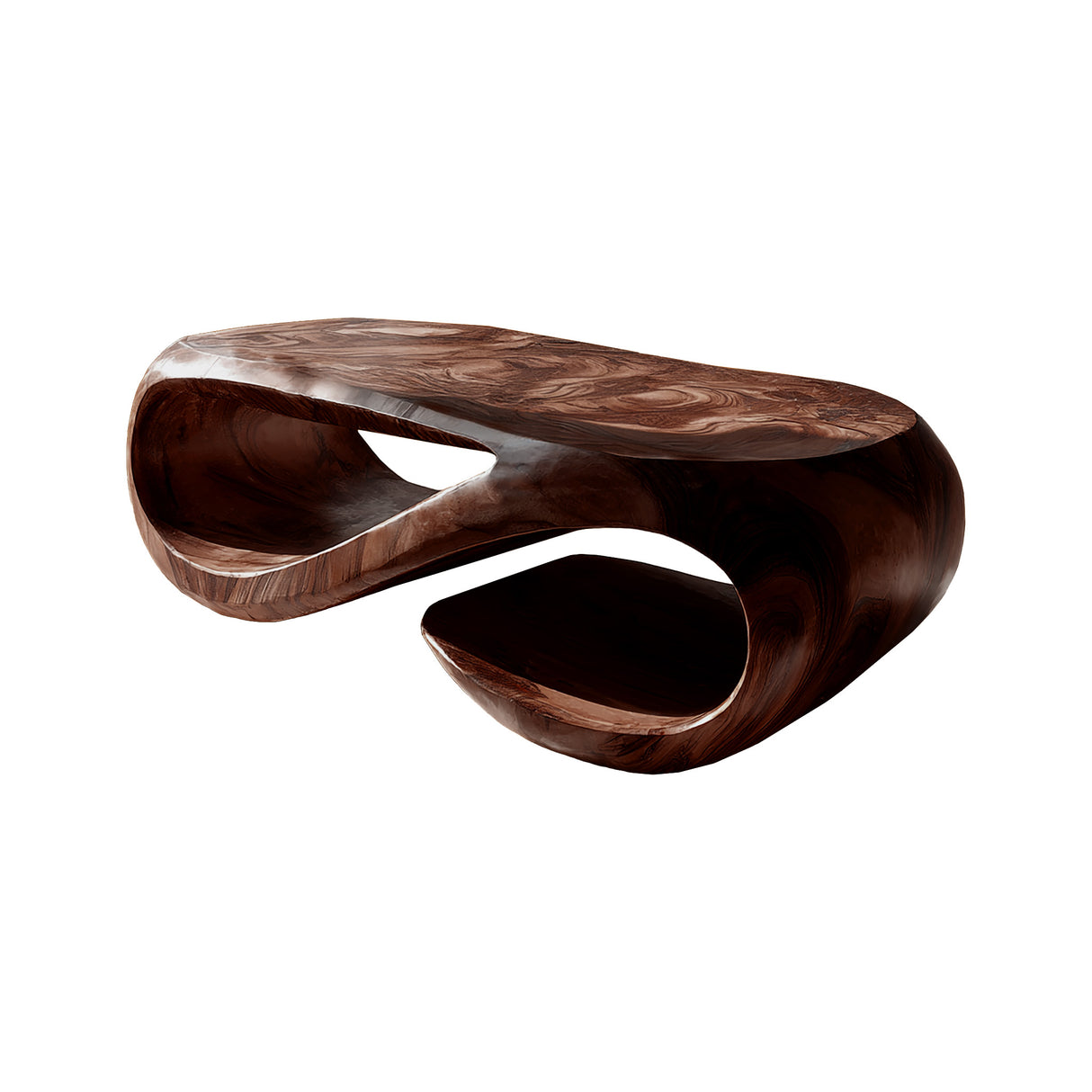 Flowloop Sculpted Solid Wood Coffee Table Dark Walnut - Timberustic Coffee Table