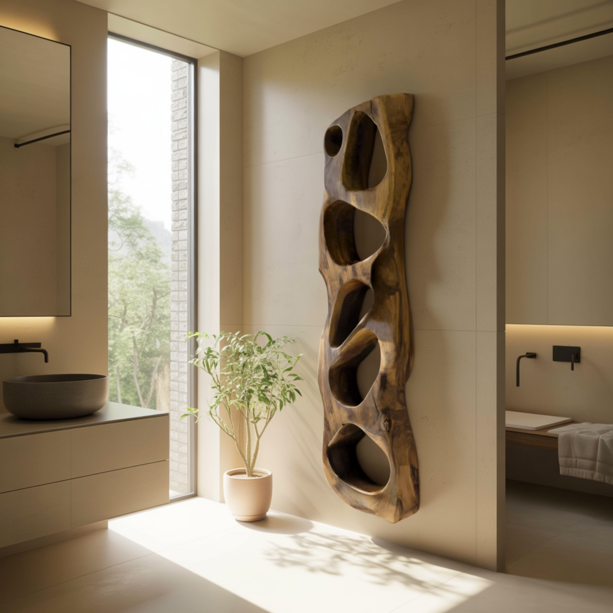 Flownest Organic Wood Floating Sculptural Wall Shelf