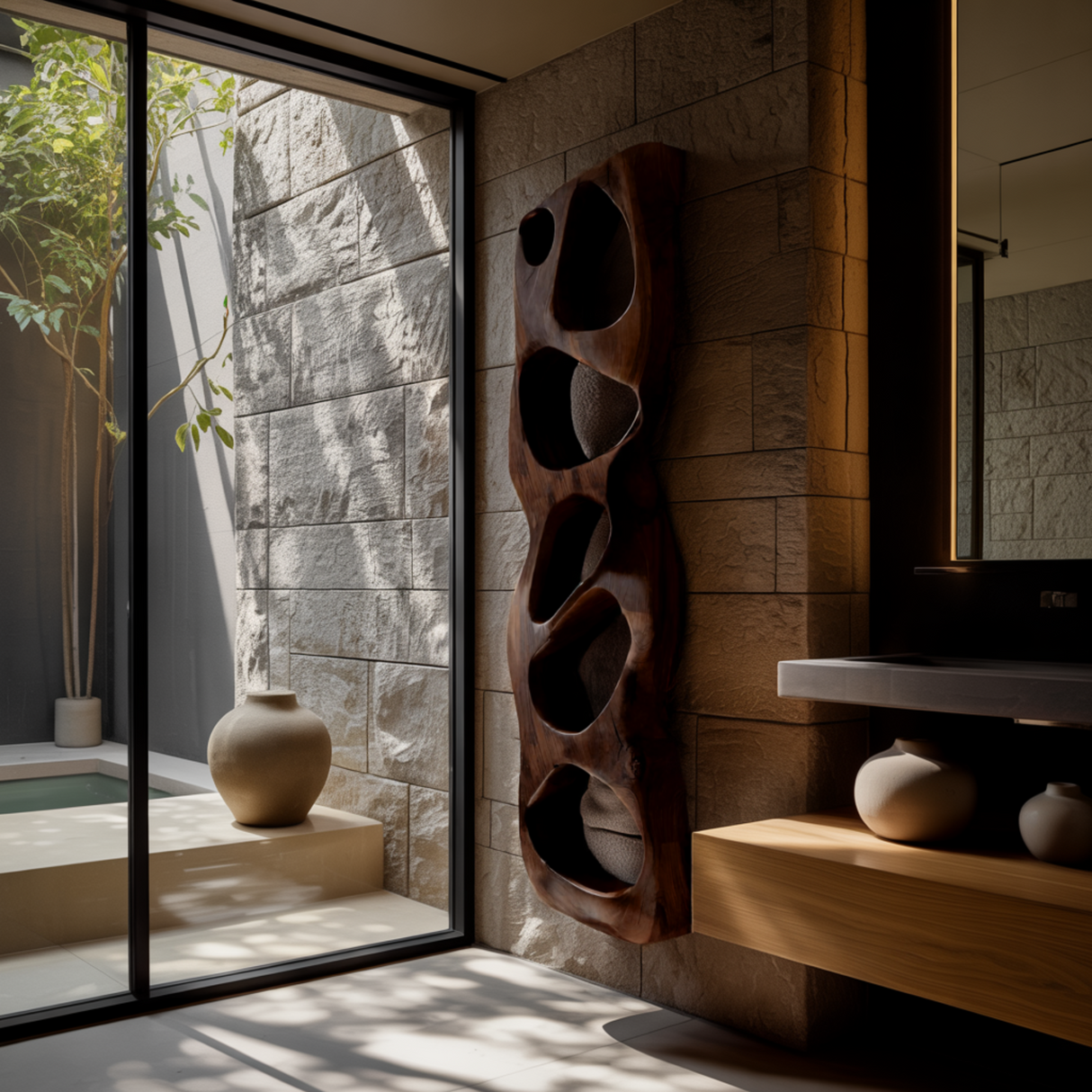 Flownest Organic Wood Floating Sculptural Wall Shelf