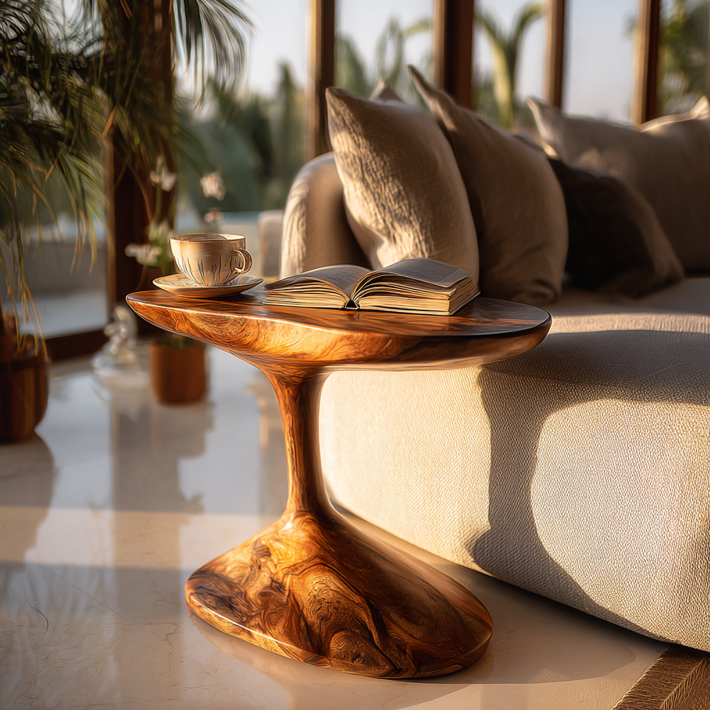 Flowpetal Handcrafted Solid Wood Side Table