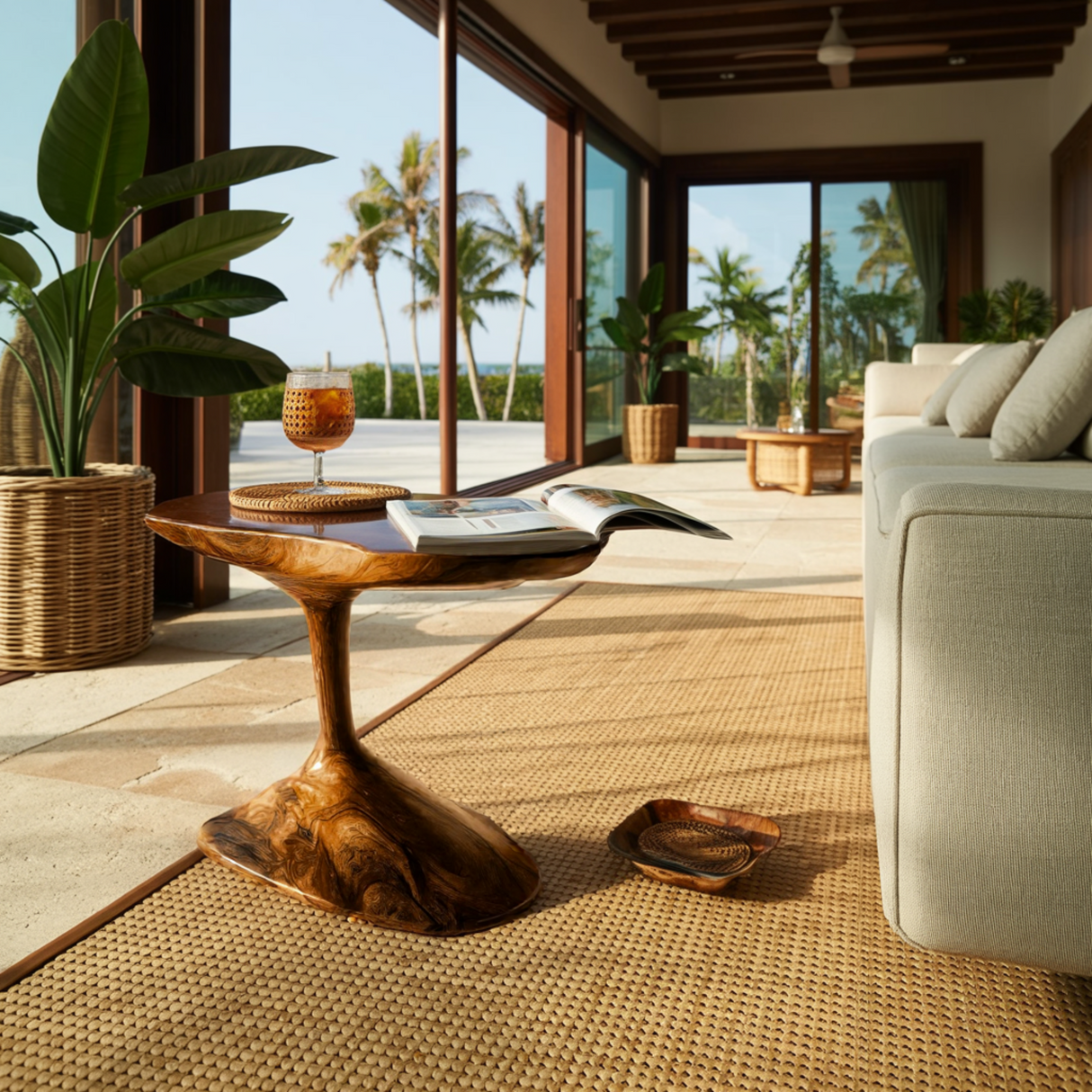 Flowpetal Handcrafted Solid Wood Side Table