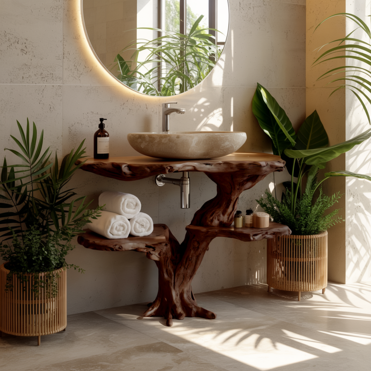 Flowroot Solid Wood Bathroom Vanity