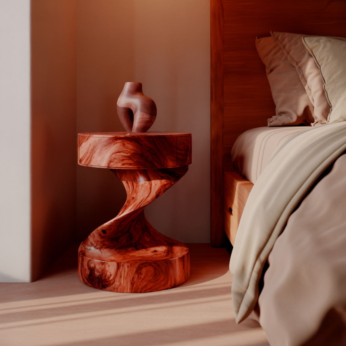 Flowtwist Handcrafted Solid Wood Bedside Table - Timberustic Bedside Table