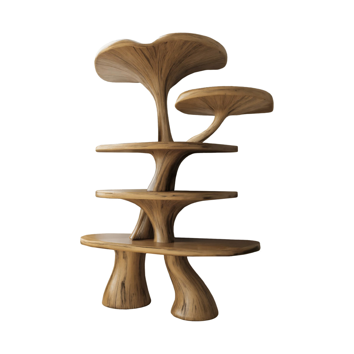 Fora Sculpted Natural Hardwood Mushroom Bookshelf