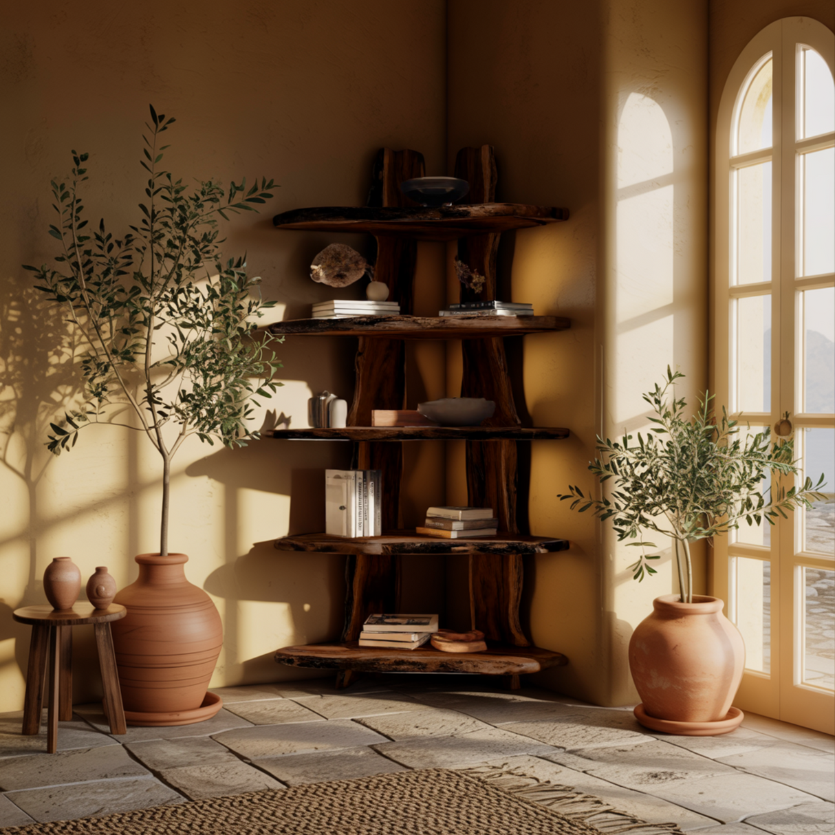 Forestline Live Edge Solid Wood Corner Bookshelf - Timberustic Bookshelf