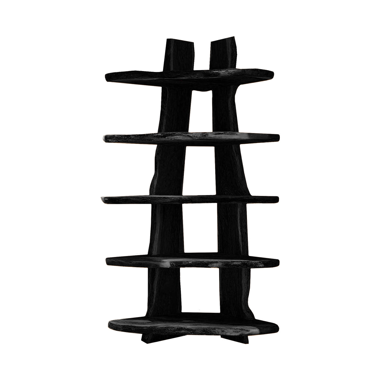 Forestline Live Edge Solid Wood Corner Bookshelf Black - Timberustic Bookshelf