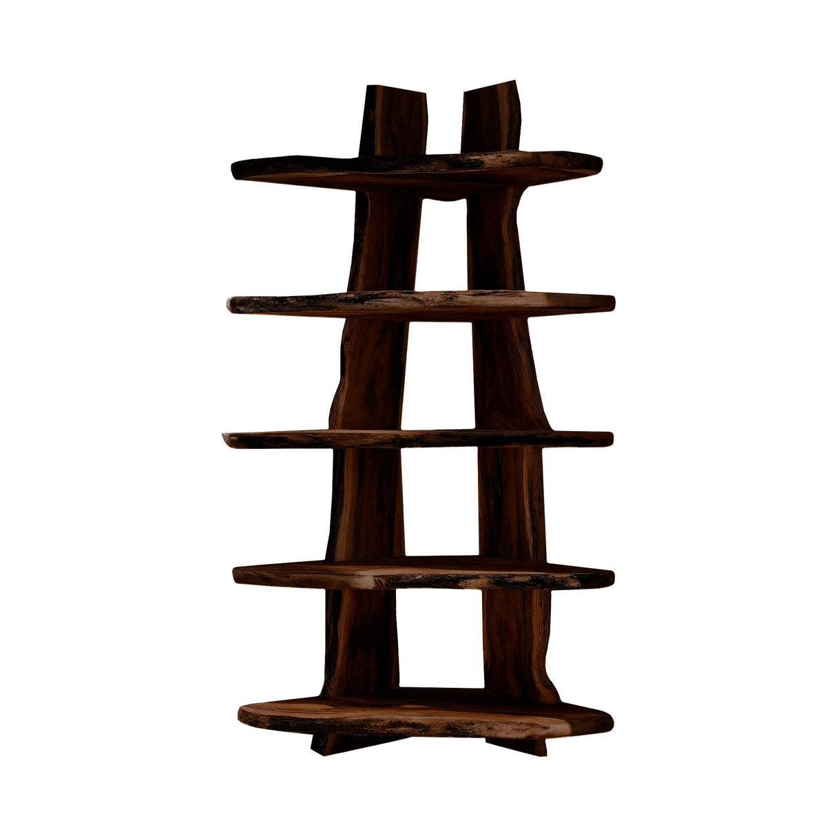 Forestline Live Edge Solid Wood Corner Bookshelf Dark Walnut - Timberustic Bookshelf