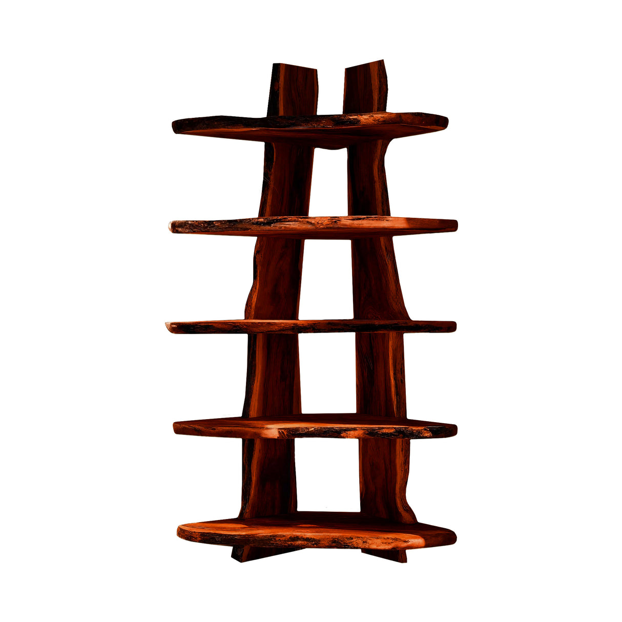 Forestline Live Edge Solid Wood Corner Bookshelf Mahogany - Timberustic Bookshelf