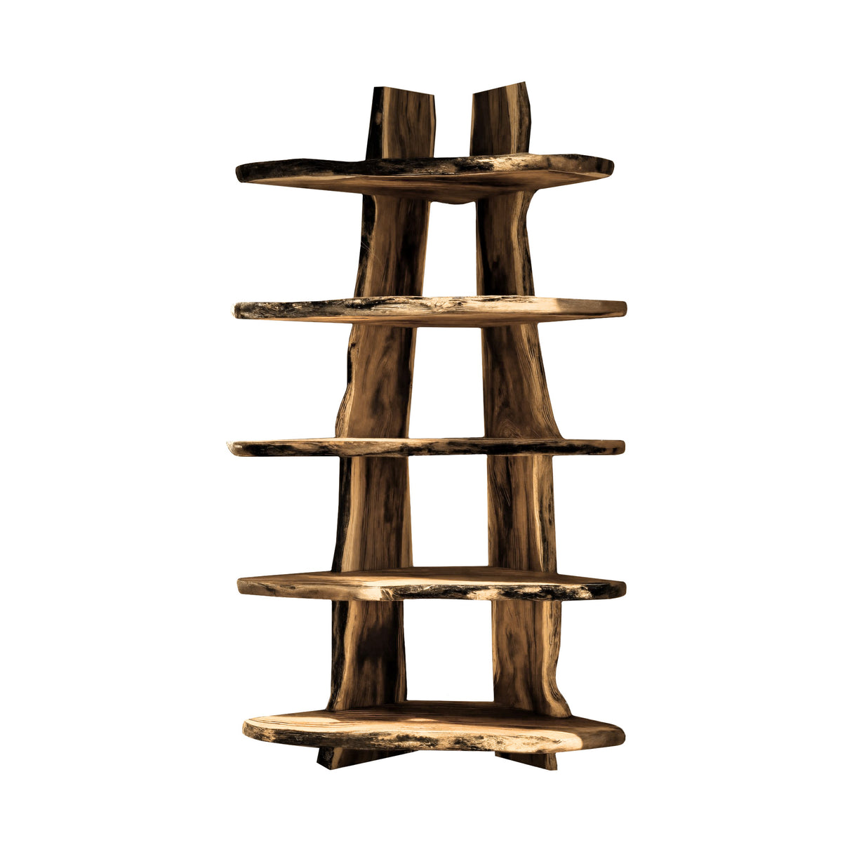 Forestline Live Edge Solid Wood Corner Bookshelf Natural Oak - Timberustic Bookshelf